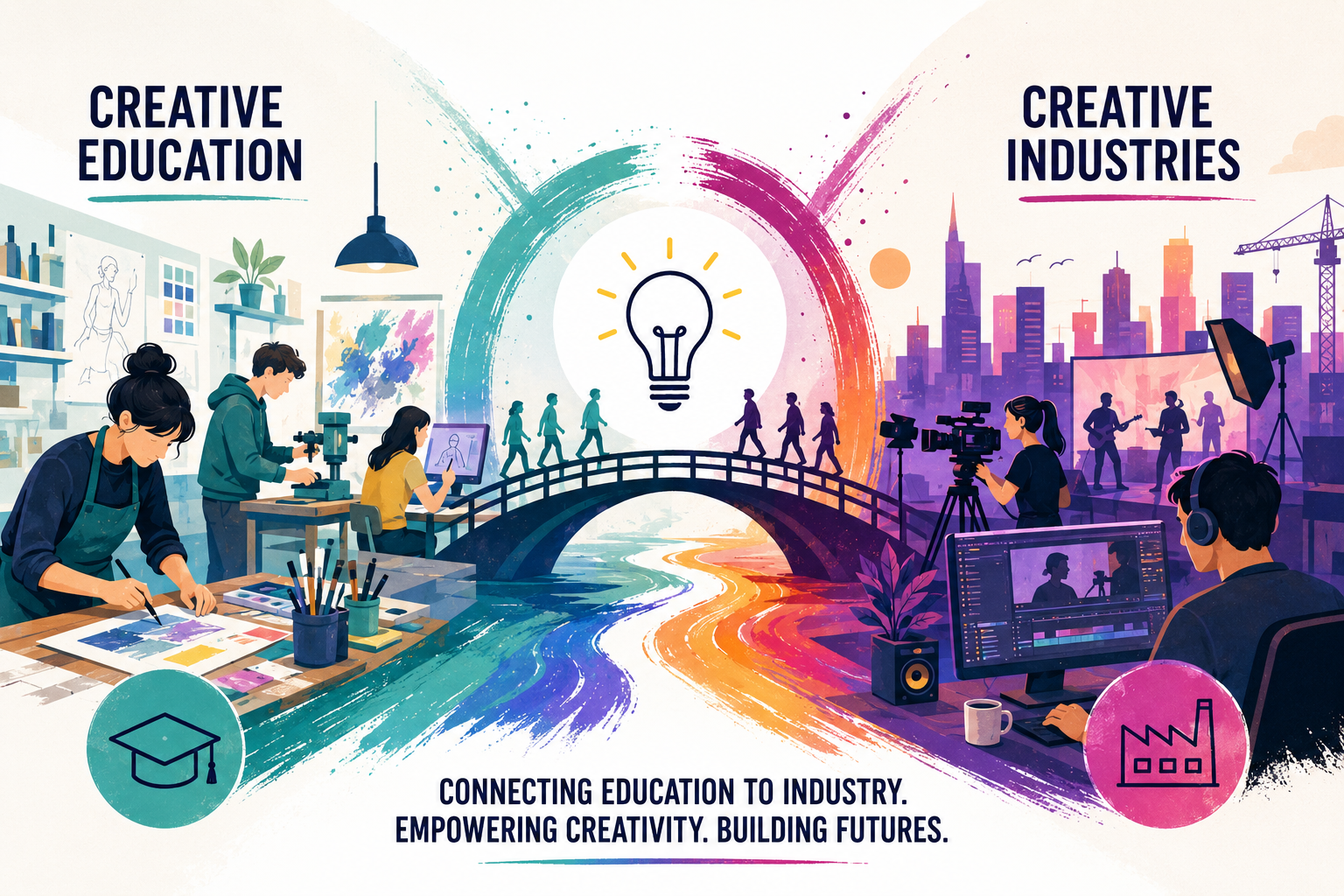 Graphic showing creative education and industries